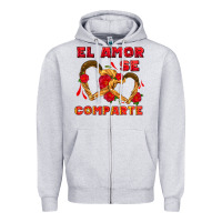 Heather Grey el amor se comparte with churros Zipper Hoodie - AdoDesignShop