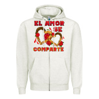 Oatmeal Heather el amor se comparte with churros Zipper Hoodie - AdoDesignShop