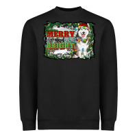 Black merry and bright husky farm  background Heavyweight Sweatshirt - RanaPortraitStore