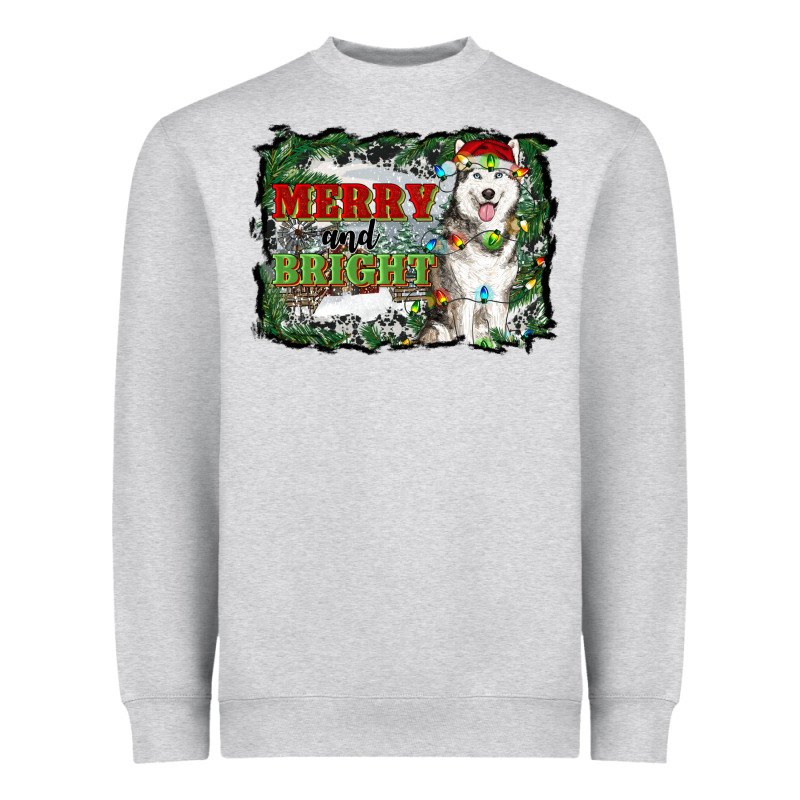 Merry And Bright Husky Farm  Background Heavyweight Sweatshirt by RanaPortraitStore | Teevron