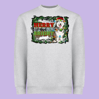 Merry And Bright Husky Farm  Background Heavyweight Sweatshirt Designed By Ranaportraitstore