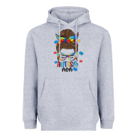 Heather Grey messy bun autism mom Heavyweight Hoodie - MaliasSmallBusiness