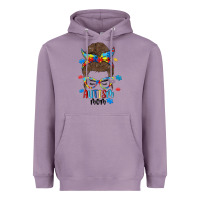 Lavender messy bun autism mom Heavyweight Hoodie - MaliasSmallBusiness