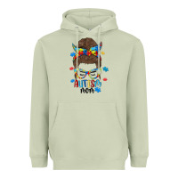 Matcha messy bun autism mom Heavyweight Hoodie - MaliasSmallBusiness