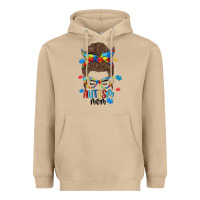 Mushroom messy bun autism mom Heavyweight Hoodie - MaliasSmallBusiness