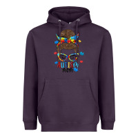 Plum messy bun autism mom Heavyweight Hoodie - MaliasSmallBusiness