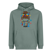 Sage messy bun autism mom Heavyweight Hoodie - MaliasSmallBusiness