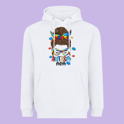 Messy Bun Autism Mom Heavyweight Hoodie Designed By Maliassmallbusiness