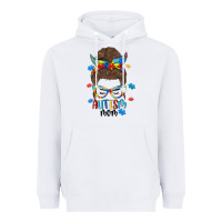 White messy bun autism mom Heavyweight Hoodie - MaliasSmallBusiness