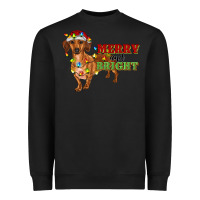 Black merry and bright dachshund Heavyweight Sweatshirt - RanaPortraitStore