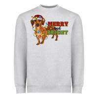 Heather Grey merry and bright dachshund Heavyweight Sweatshirt - RanaPortraitStore
