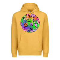 Mustard halloween round earrings 4 Premium Hoodie - BundleAndBundleShop