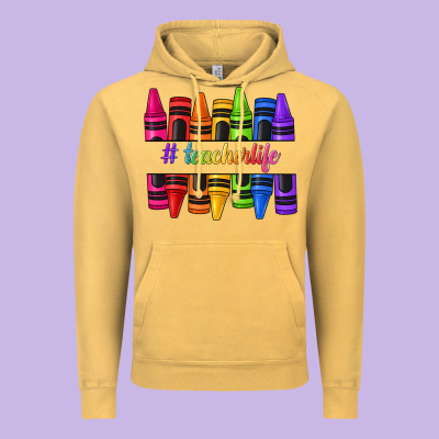 Vintage Hoodie teacher life crayons