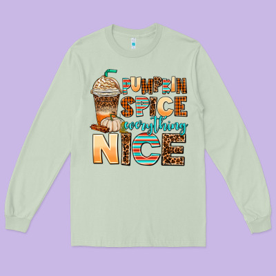 Pumpkin Spice Everything Nice Long Sleeve Tee Designed By Adodesignshop