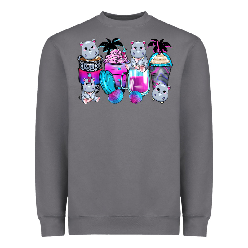 Hippopotamus Coffee Cups Heavyweight Sweatshirt by Zillion Design Studio | Teevron