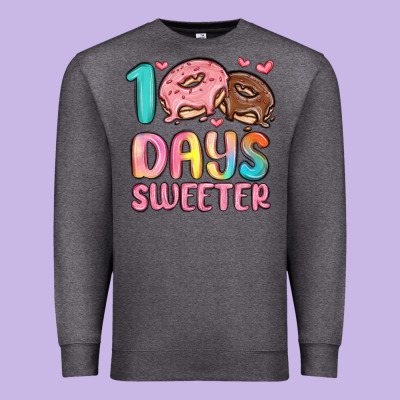 100 Days Sweeter Premium Sweatshirt Designed By Maliassmallbusiness