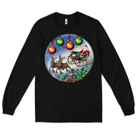 Black santa claus with deer christmas ornament Long Sleeve Tee - BundleAndBundleShop