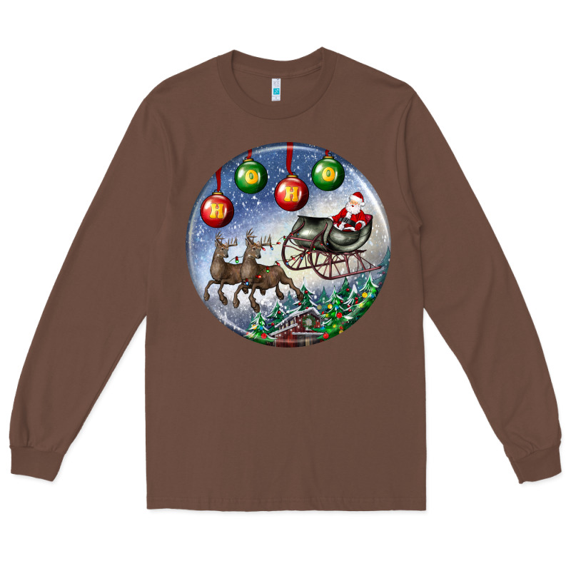 Santa Claus With Deer Christmas Ornament Long Sleeve Tee by BundleAndBundleShop | Teevron