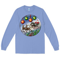 Colony Blue santa claus with deer christmas ornament Long Sleeve Tee - BundleAndBundleShop