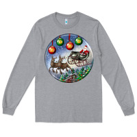 Heather Grey santa claus with deer christmas ornament Long Sleeve Tee - BundleAndBundleShop