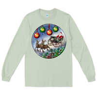 Matcha santa claus with deer christmas ornament Long Sleeve Tee - BundleAndBundleShop