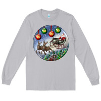 Moon Dust santa claus with deer christmas ornament Long Sleeve Tee - BundleAndBundleShop