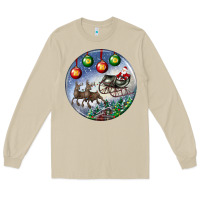 Mushroom santa claus with deer christmas ornament Long Sleeve Tee - BundleAndBundleShop