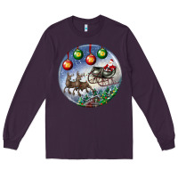 Plum santa claus with deer christmas ornament Long Sleeve Tee - BundleAndBundleShop