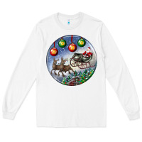 White santa claus with deer christmas ornament Long Sleeve Tee - BundleAndBundleShop