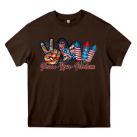 Chocolate Brown peace love freedom Heavy Core Tee - RacoonDesign