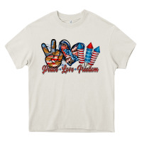 Cream peace love freedom Heavy Core Tee - RacoonDesign