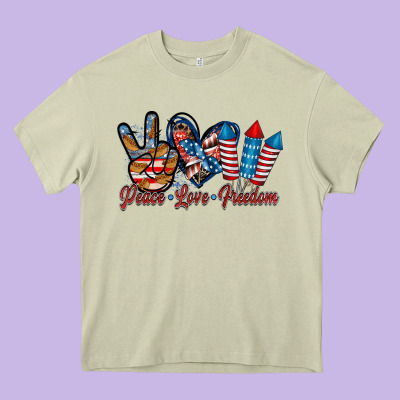 Peace Love Freedom Heavy Core Tee Designed By Racoondesign