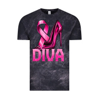 Cloud Black Breast Cancer Diva Ribbon and Heels Vintage Tee - texasbilliewilder