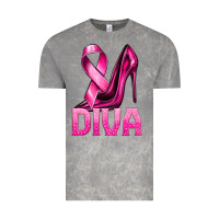 Breast Cancer Diva Ribbon And Heels Vintage Tee | Teevron
