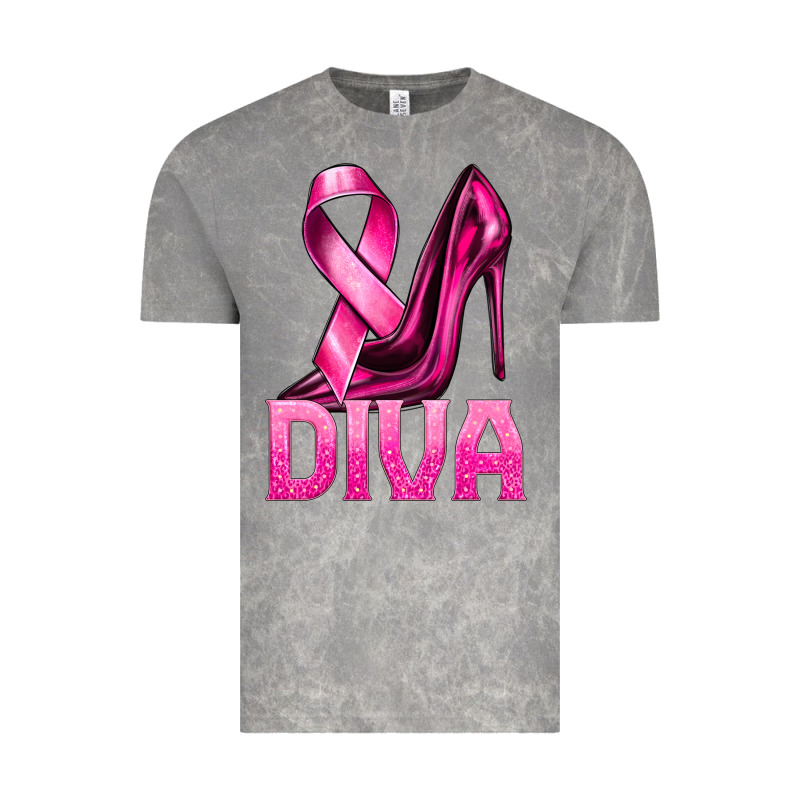 Breast Cancer Diva Ribbon And Heels Vintage Tee by texasbilliewilder | Teevron