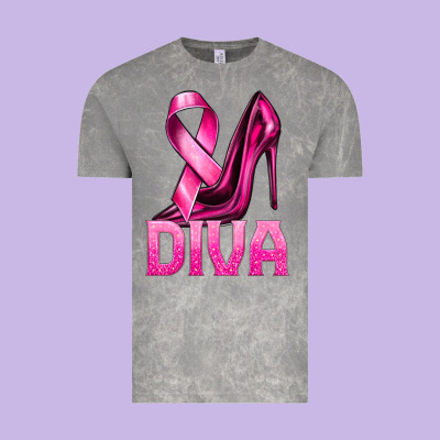 Breast Cancer Diva Ribbon And Heels Vintage Tee Designed By Texasbilliewilder