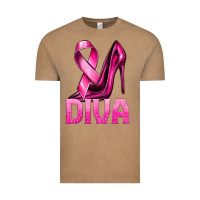 Vintage Coffee Breast Cancer Diva Ribbon and Heels Vintage Tee - texasbilliewilder