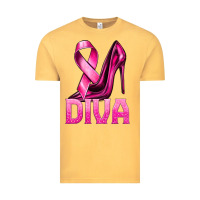 Vintage Mustard Breast Cancer Diva Ribbon and Heels Vintage Tee - texasbilliewilder