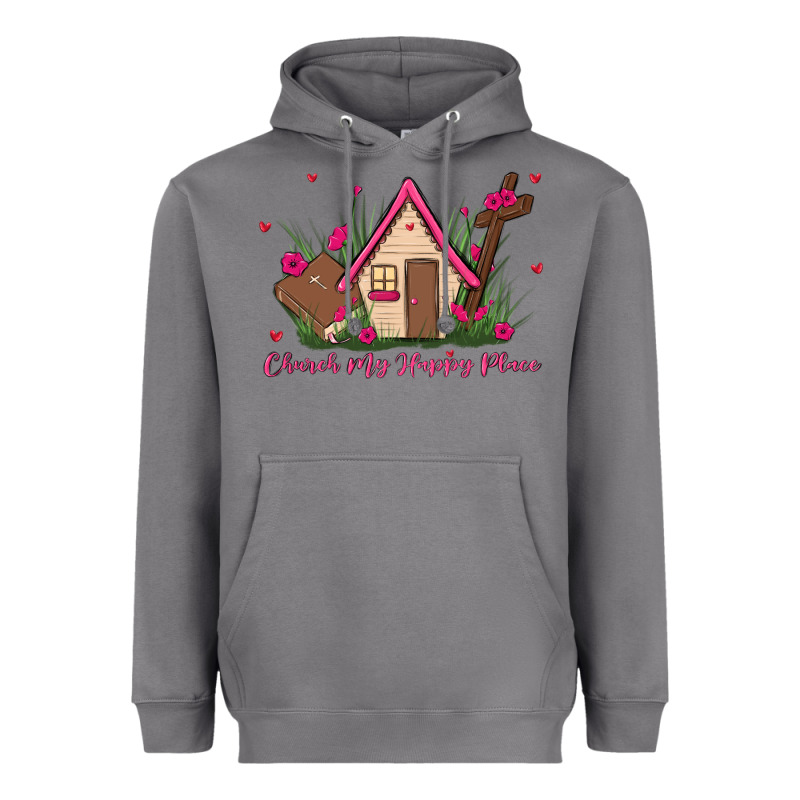 Church Is My Happy Place Heavyweight Hoodie by MaliasSmallBusiness | Teevron
