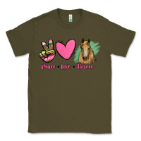Army Green peace love horses Classic Tee - RanaPortraitStore