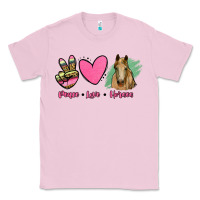 Bubblegum Pink peace love horses Classic Tee - RanaPortraitStore