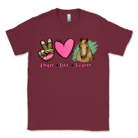 Burgundy peace love horses Classic Tee - RanaPortraitStore