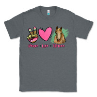 Charcoal Heather peace love horses Classic Tee - RanaPortraitStore