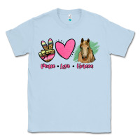 Dusty Blue peace love horses Classic Tee - RanaPortraitStore