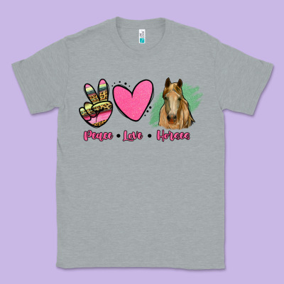 Peace Love Horses Classic Tee Designed By Ranaportraitstore