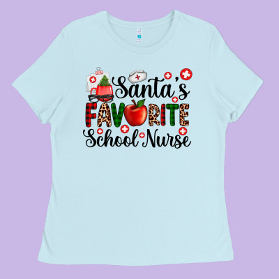 Santa's Favorite  School Nurse Ladies Tee Designed By Adodesignshop
