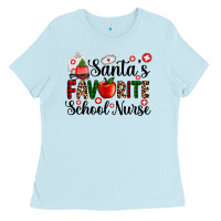 Baby Blue santa's favorite  school nurse Ladies Tee - AdoDesignShop