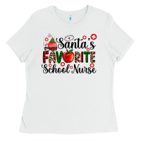 White santa's favorite  school nurse Ladies Tee - AdoDesignShop