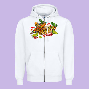 Mexican Elote Corn Sombrero Lime And  Cactus Zipper Hoodie Designed By Adodesignshop