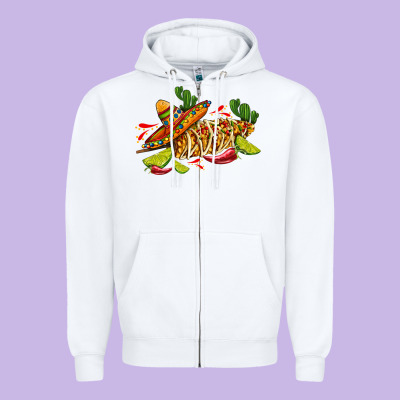 Mexican Elote Corn Sombrero Lime And  Cactus Zipper Hoodie Designed By Adodesignshop